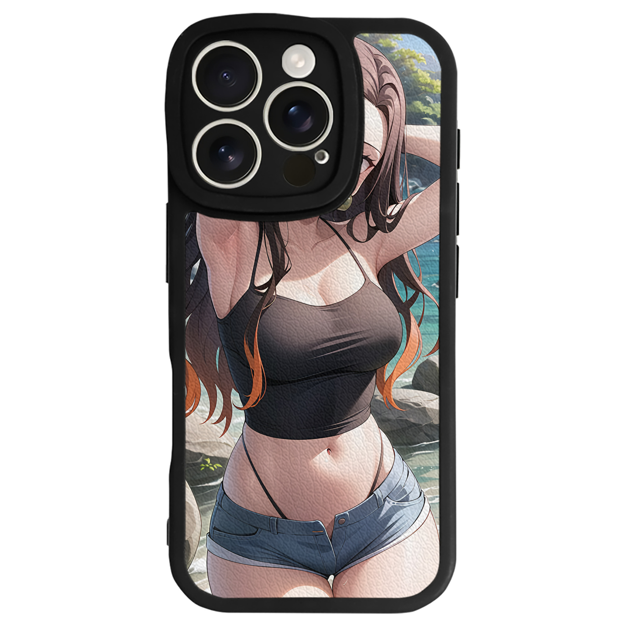 （画像用） 鬼滅の刃（きめつのやいば）竈門 禰󠄀豆子／かまど ねずこ Kamado Nezuko 【iPhone 16シリーズ対応】シリコンスマホケース（レザー調） 材質：シリコン
